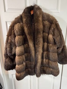 Exquisite Soft luxurious  Fur Paneled Shawl Collar Coat Brown Women XL or 1X sof